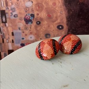 Large wood abstract earrings